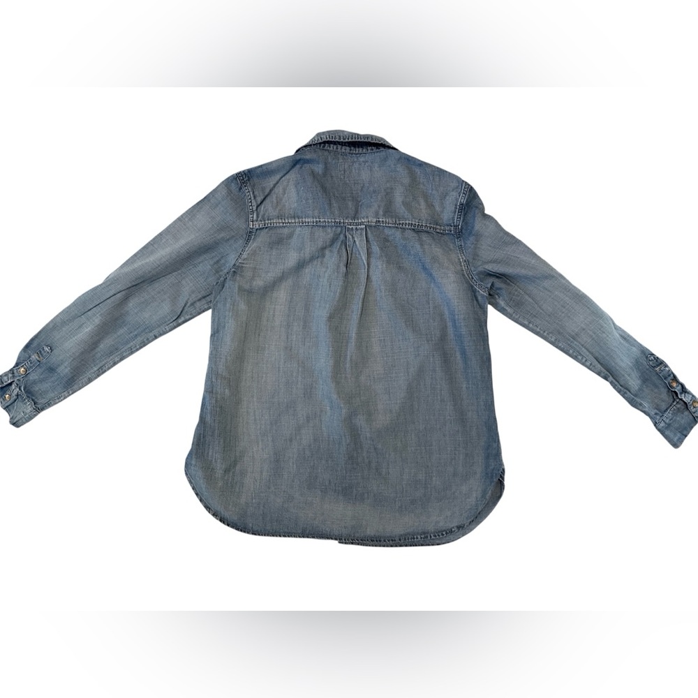 Jessica Simpson Blue Denim Shirt with Grommet Detail on Sleeves - Size Large - Picture 8 of 9